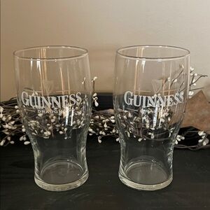 Guinness Clear Pint Glasses with White Logo - Set of 2